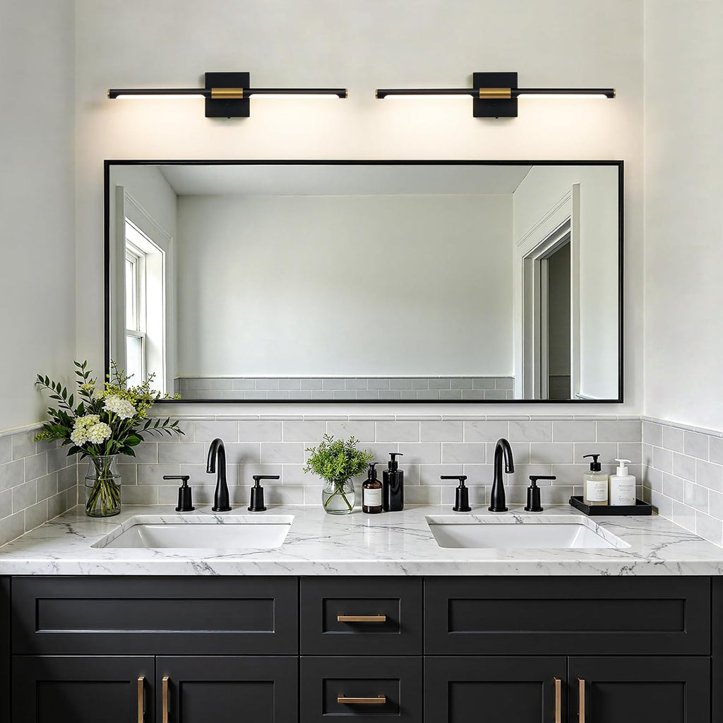 Black Gold Vanity Light , 24 inch 5CCT 360° Rotatable Bathroom Light Fixture Over Mirror Dimmable LED Vanity Lighting