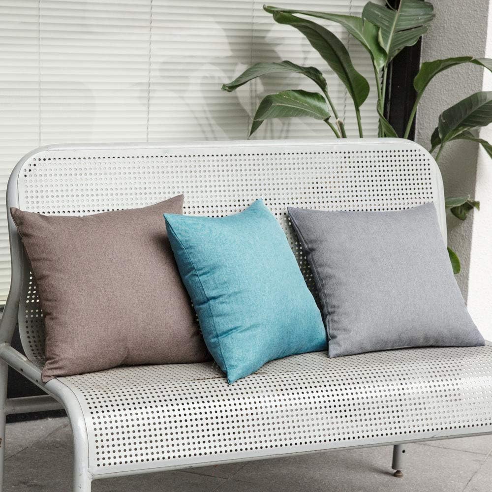 Pack of 2 Decorative Outdoor Solid Waterproof Throw Pillow Covers Faux Linen Garden Farmhouse Coastal Cushion Cases