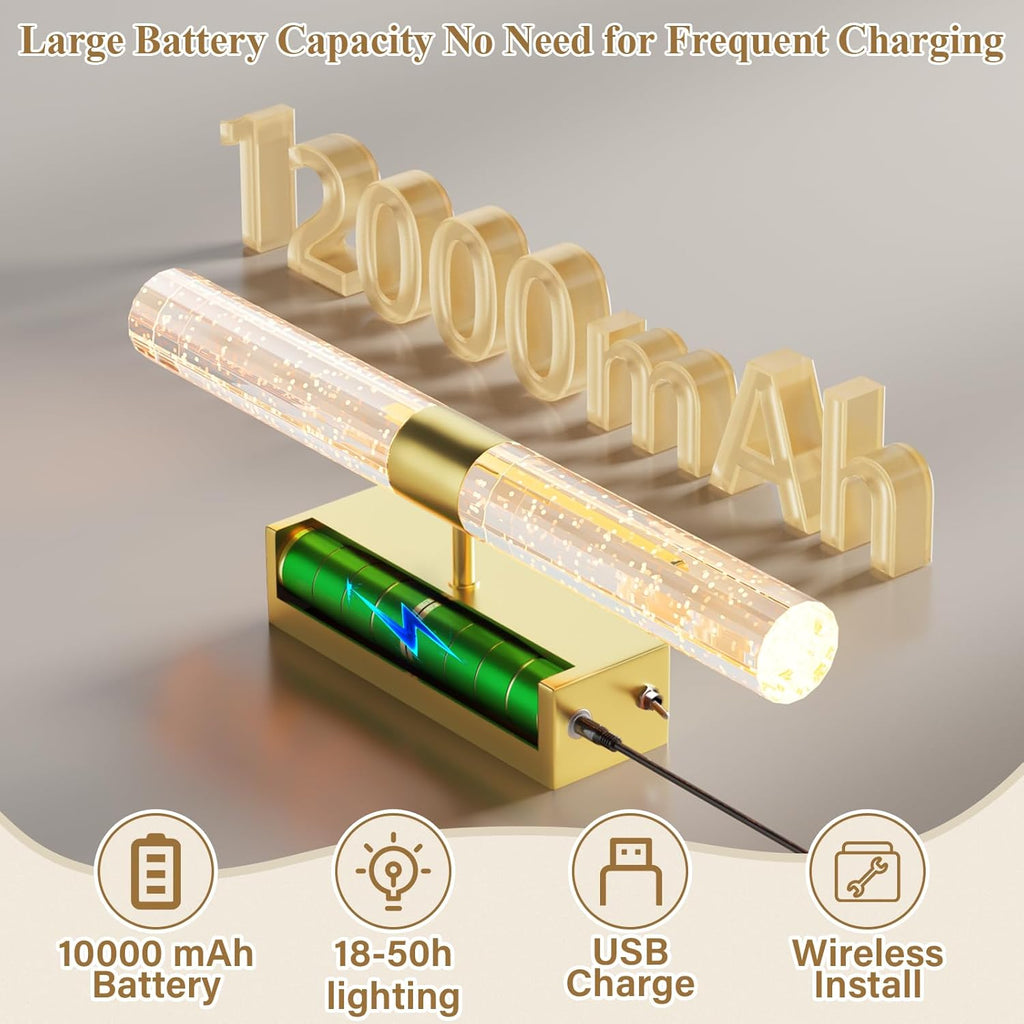 Battery Operated Wall Sconces Set of 2 Rechargeable Battery Powered Wall Light with 12000mAh Not Hardwired Dimmable