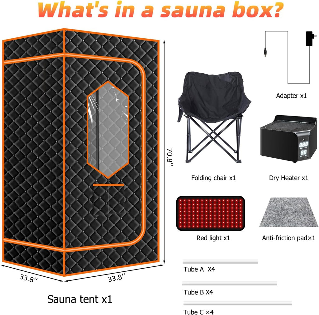 Smartmak Portable Hot Air Sauna, 1 Person Dry Sauna Tent, Home Indoor Sauna Box, 1500W & 149°F Hot Air Sauna