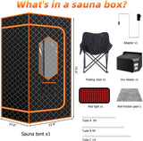Smartmak Portable Hot Air Sauna, 1 Person Dry Sauna Tent, Home Indoor Sauna Box, 1500W & 149°F Hot Air Sauna