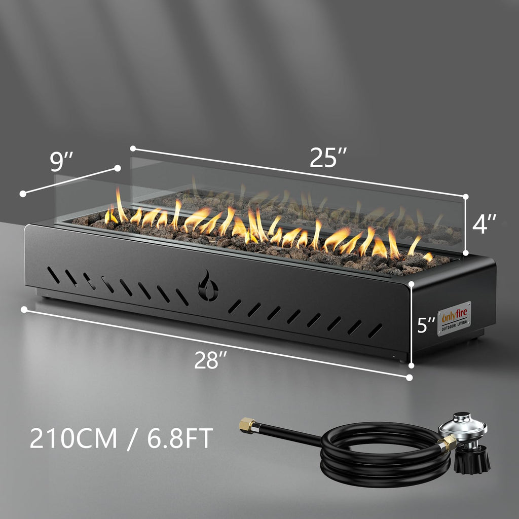 28" Gas Fire Pit Bottom-Mounted for Table with Umbrella Hole