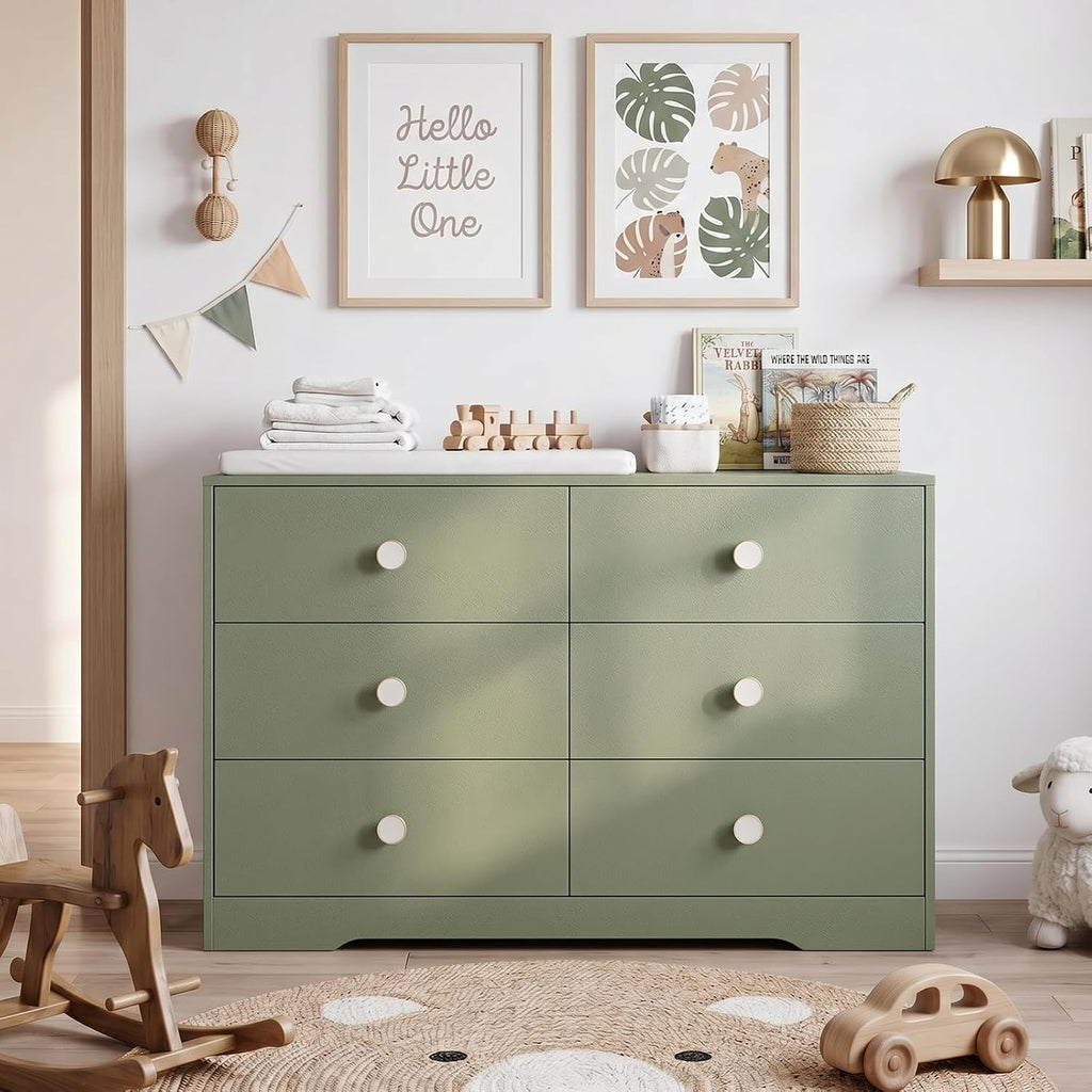 Baby Dresser Bedroom, 6 Drawer Organizer for Closet(Green)