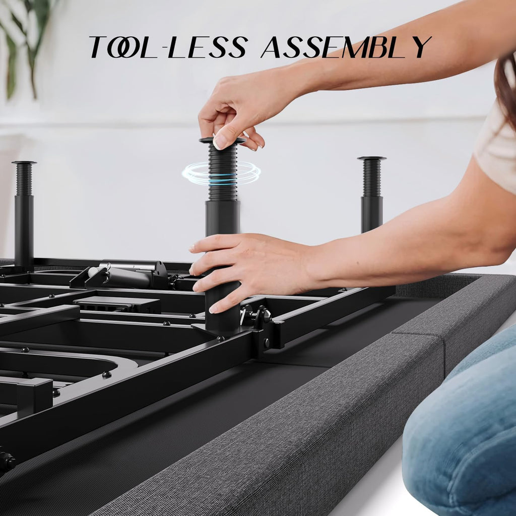 Adjustable Bed Frame Queen with Massage -Wireless Remote Electric Power Bed Foundation Under-Bed Lighting | Zero
