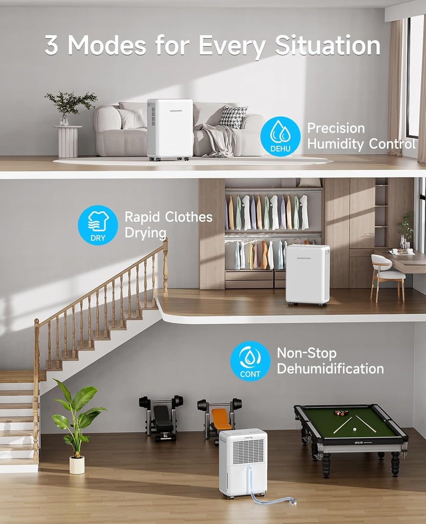 2000 Sq. Ft Dehumidifier for Basement, 30 Pint Dehumidifiers for Home, Bedroom and Bathroom