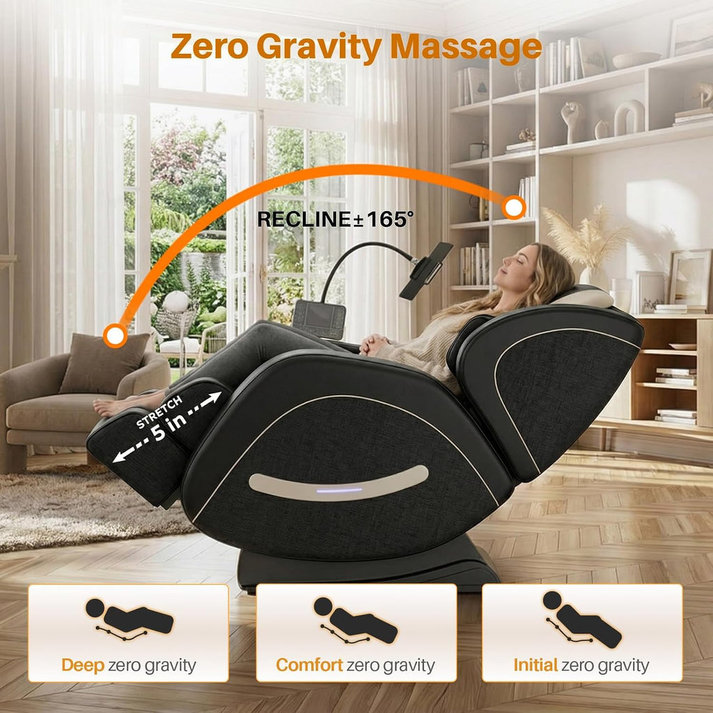 Massage Chair Full Body, Zero Gravity Recliner Massage Chair with Back Heat, 8 Fixed Rollers, Foot Massage, Airbags