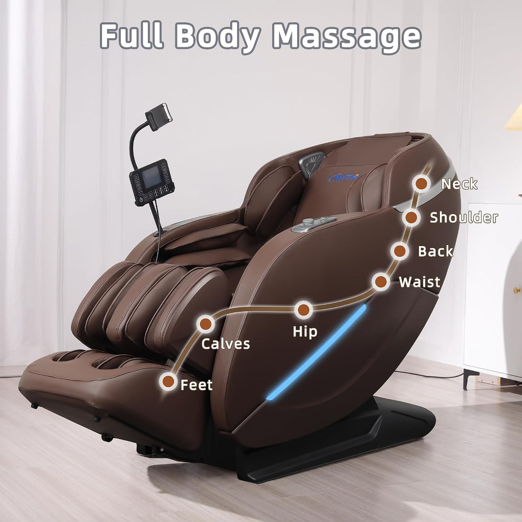 A303C 4D Massage Chair Full Body, Zero Gravity, 55" SL Track, Brown | App and touchscreen control, body scan, 12