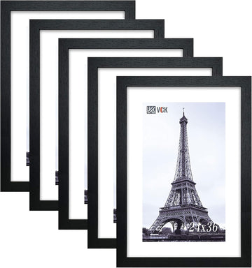 24x36 Poster Frame 5 Pack - Black Wood 24 x 36 Movie Poster Frames with Plexiglass for Wall Mounting