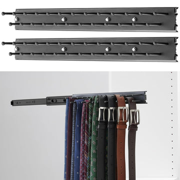 2 Pcs 13.8'' Sliding Tie Rack Hangers for Closet, 25 Tie Each, Black