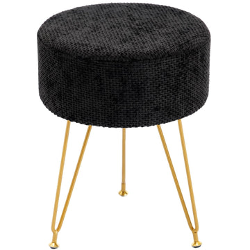 Velvet Vanity Stool, Heavy-Duty Makeup Stool with 4CM Thick Cushion, Round Ottoman Footrest Chair, Dressing