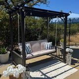 3-Seat Porch Swing with 12 Clear LED Lights Outdoor Metal Pergola Swing Hanging Cloud Swing Chair for Backyard Garden