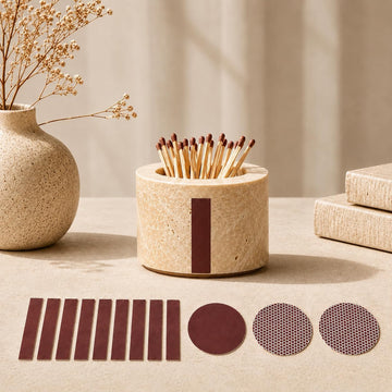 Travertine Match Holder with Striker: Decorative Match Holder