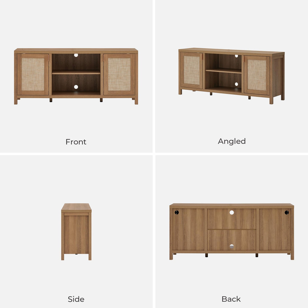 TV Stands 59" Rattan TV Console with Storage
