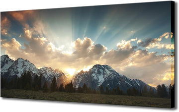 Yellowstone National Park Canvas Wall Art Sunrise Moment Famous American Landscape Artwork Large Motivational Living