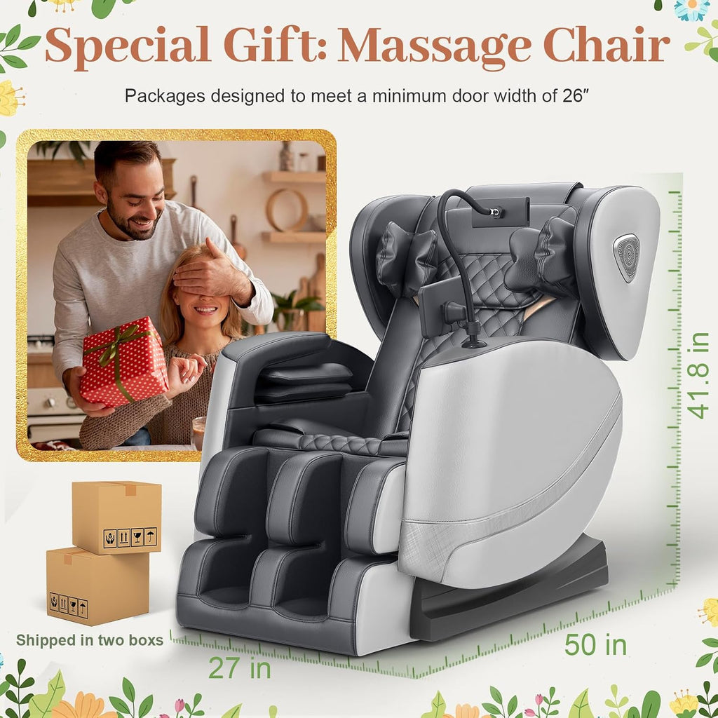 Massage Chair Full Body Zero Gravity Recliner, 2026 Classic Gray | 14 Shiatsu Rollers, 10 Airbags, 5 Auto Modes