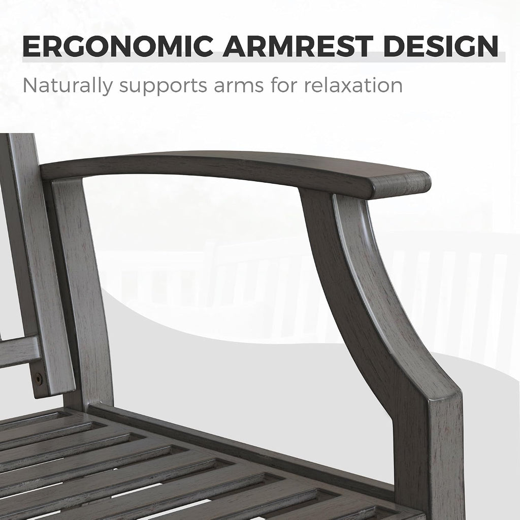 Farmhouse Outdoor Bench, Garden Benches with Anti-Rust Aluminum, Faux Wood Grain Finish Frame Patio Bench for Front
