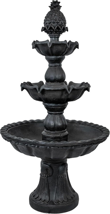 57" H Welcome 3-Tier Water Fountain - Large Electric Water Fountain with Pineapple Topper or Yard - Deep Espresso