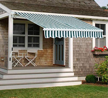 8'x7' Patio Awning Retractable Fully Assembled, Manual Commercial Grade - Quality 100% 280G Ployester Window Door