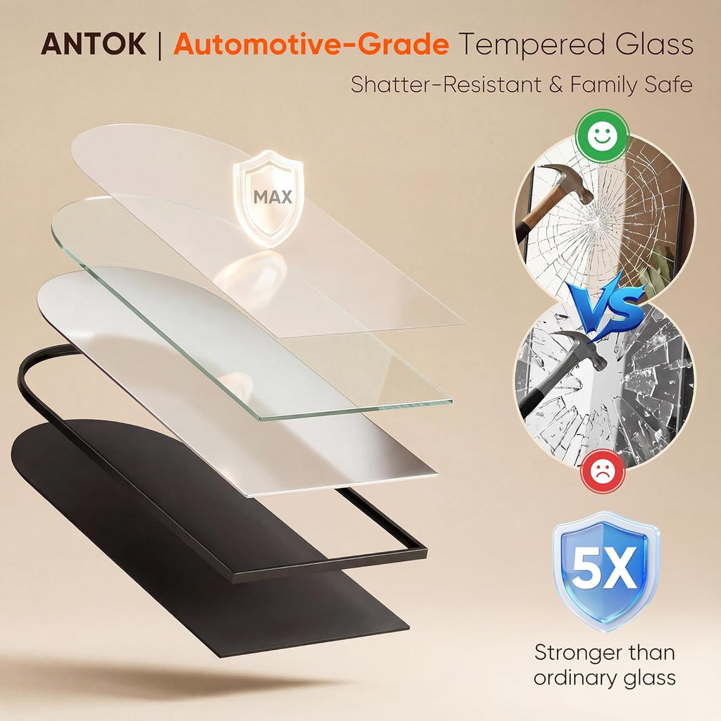 71" x28” Arched Full Length Floor Mirror, Black Aluminum Frame, Free Standing/Wall Mount/Leaning , Dressing Room