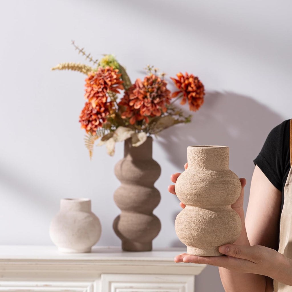 Ceramic Vase Home Table Decor - Flower Vase Set of 3