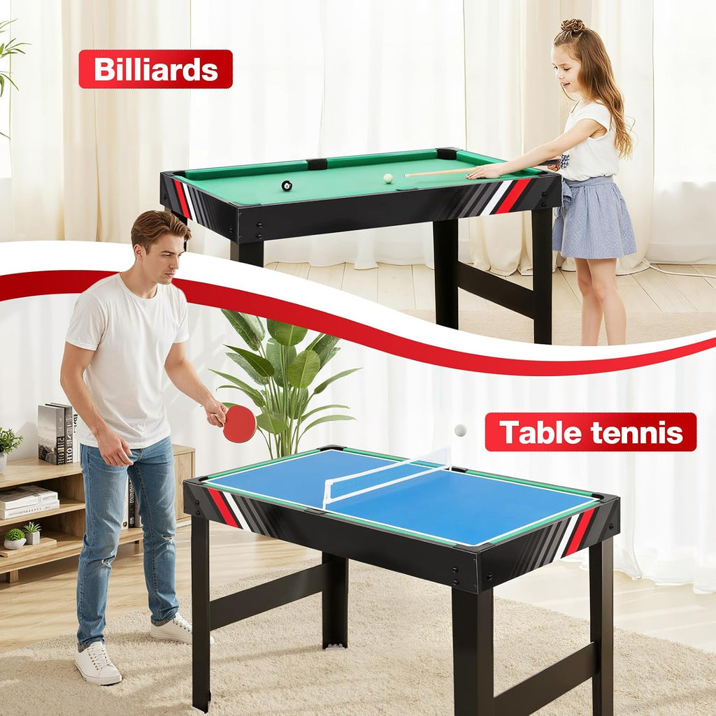 Multi Game Table 4-in-1 Combo Game Table-Foosball Table,Pool Billiards,Air Hockey & Table Tennis,Combination Table