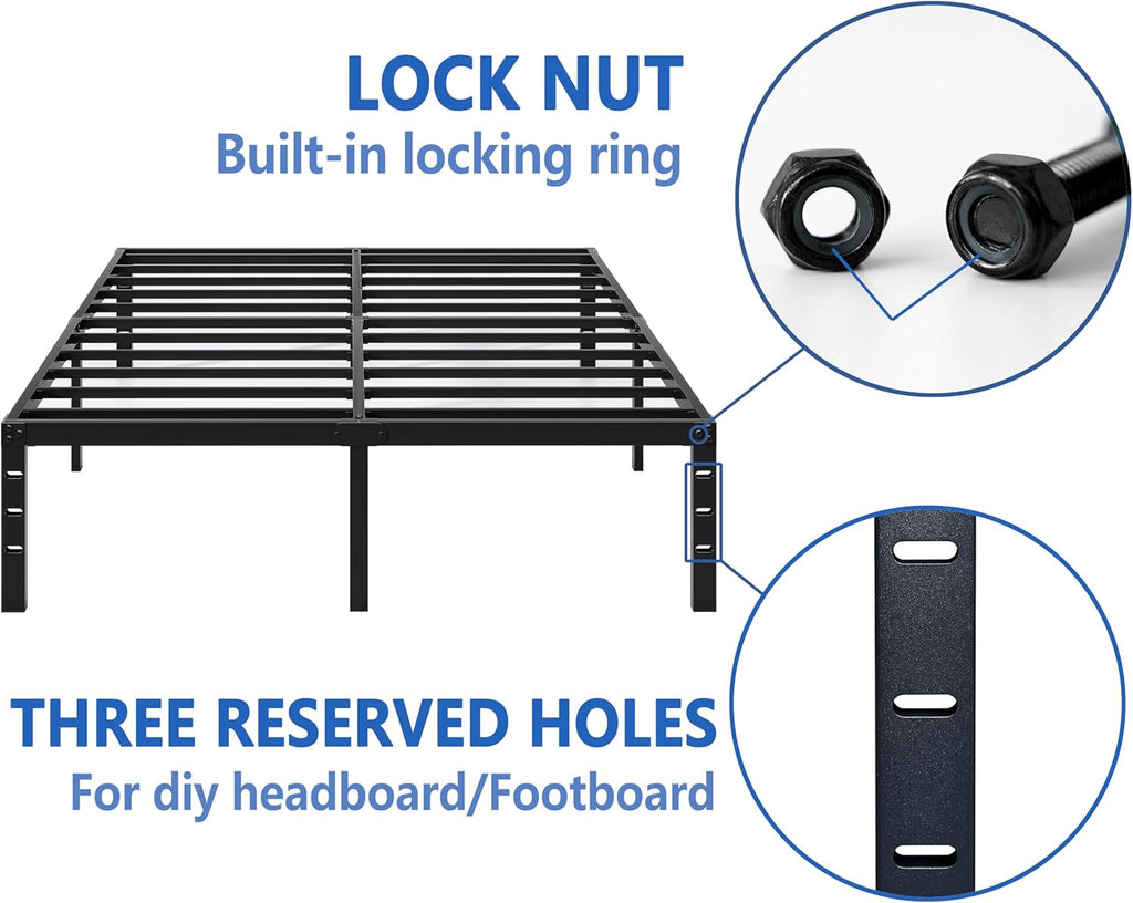 Metal Bed Frame,Full Bed Frame with Storage Space,Heavy Duty Sturdy Mattress Foundation,Easy Assembly,No Box Spring