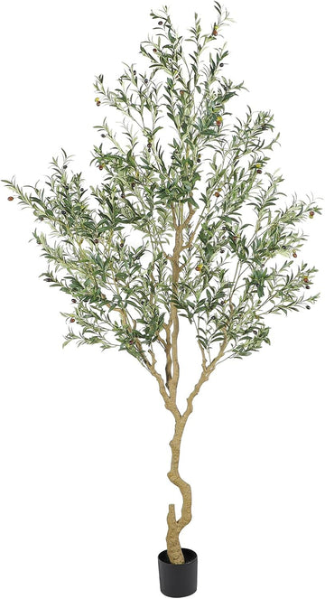 Tall Faux Olive Tree,9ft(108in) Realistic Potted Silk Artificial Olive Tree, Fake Olive Trees Indoor with Green