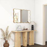 Wall Mirror Decorative, Antique Mirror Gold Wavy Mirrors 20x30” Irregular Mirrors Asymmetrical Ripple Wall Mirrors
