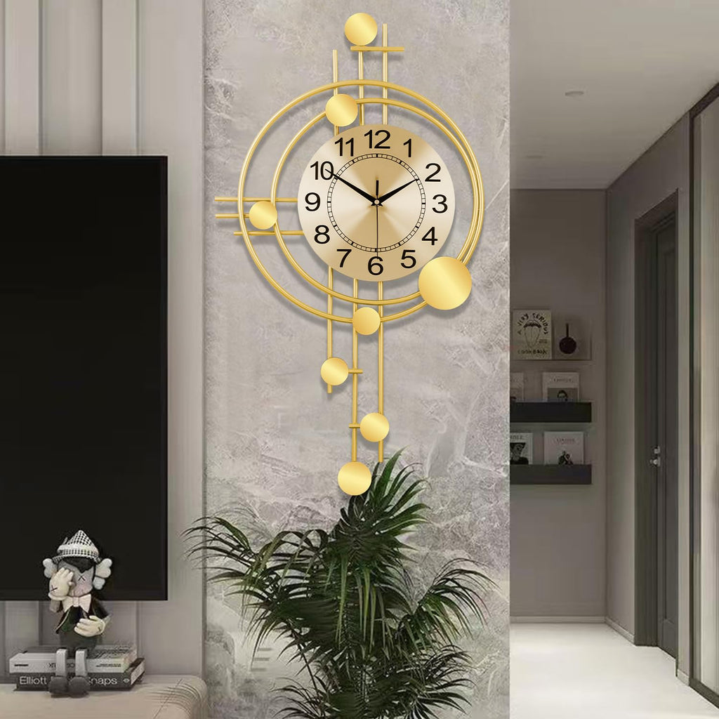 Wall Clock with Pendulum, Silent Non-Ticking Quality Quartz Battery Operated, Round Analog Large Wall Clock Kitchen