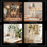 4PCS Acrylic Candelabra Centerpieces for Tables,2-in-1 Clear 5 Arm Candelabras &Flower Stand,Acrylic Centerpieces Stand