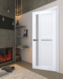 Slab Barn Door Panel Frosted Glass | Veregio 7288 White Silk | Sturdy Finished Doors | Pocket Closet