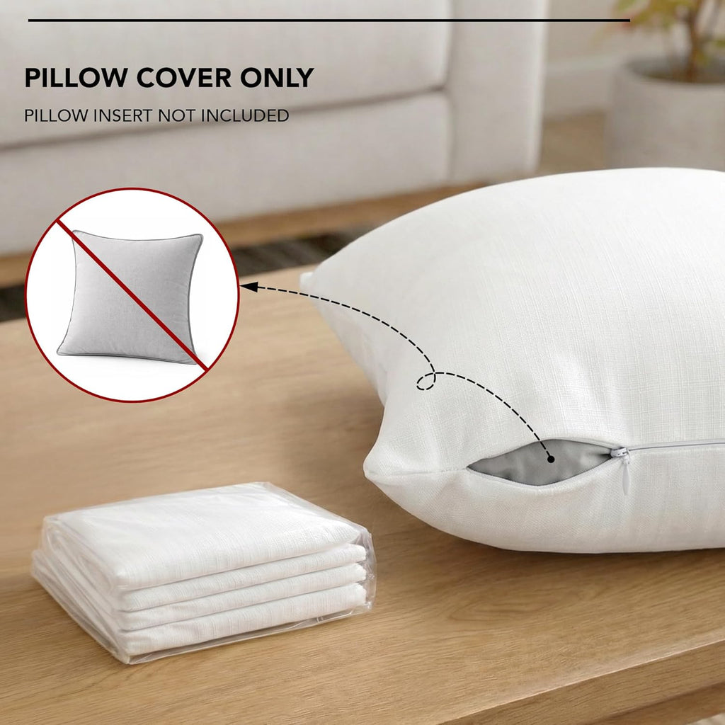 Throw Pillow Covers 18 x 18 Inch Set of 4, Covers Only No Insert, Faux Linen Decorative Square Pillowcases