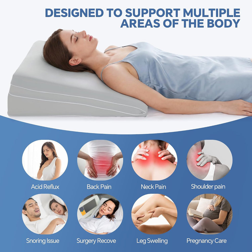 Adjustable Wedge Pillow, Q-max 0.35 Cooling Cover, 4 Heights Incline Pillow | 4 Adjustable Heights (2,4,6,8in)
