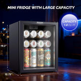 28 Can Beverage Cooler Refrigerator, Mini Cooler with Removable Shelves, 43