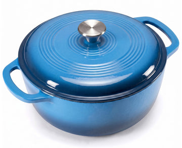 6 Qt Enameled Cast Iron Dutch Oven Pot with Lid, Blue