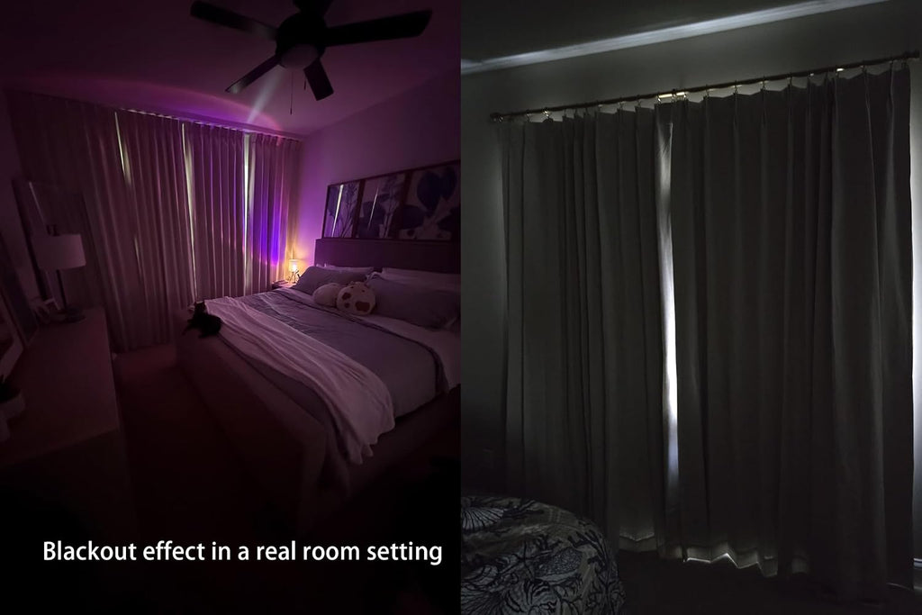 Natural Pinch Pleated Full Blackout Curtains Linen Blended Room Darkening Window Curtains for Living Room