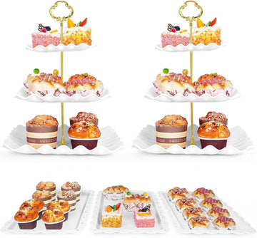 Dessert Table Display Set - 3-Tier Dessert Display Stands & Serving Tray - Dessert Trays Dessert - Set of 5