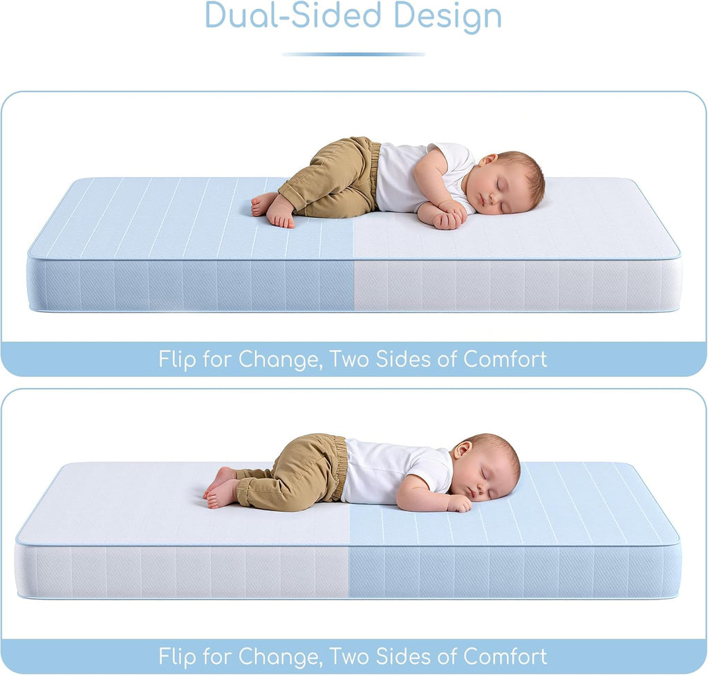 Crib Mattress, Breathable Memory Foam Toddler Mattress, with Removable Machine Washable Cover, Fits Standard Baby &