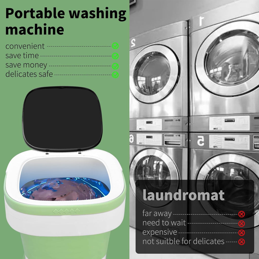 Portable Mini Washing Machine, 20L Upgraded Foldable Washer with Spin Basket, 3 Modes Deep Cleaning for Baby Clothes