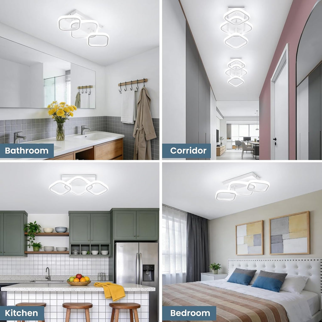 Modern LED Ceiling Light, Hallway Light Fixtures 6000K Cool Light, Kitchen Lighting Fixtures Ceiling, Square LED
