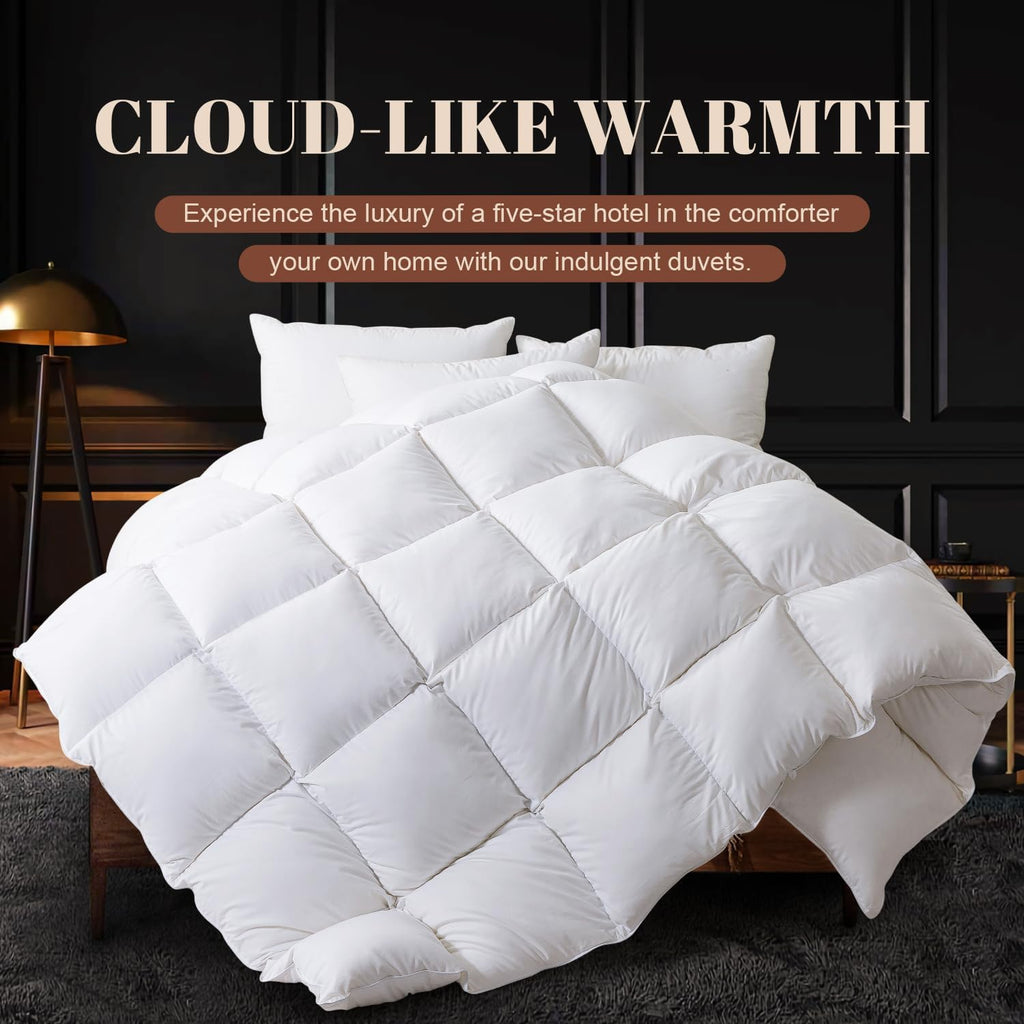 Feather Comforter,Filled with Feather and Down Fiber, White Twin All Season Duvet Insert, Luxurious Hotel Bed