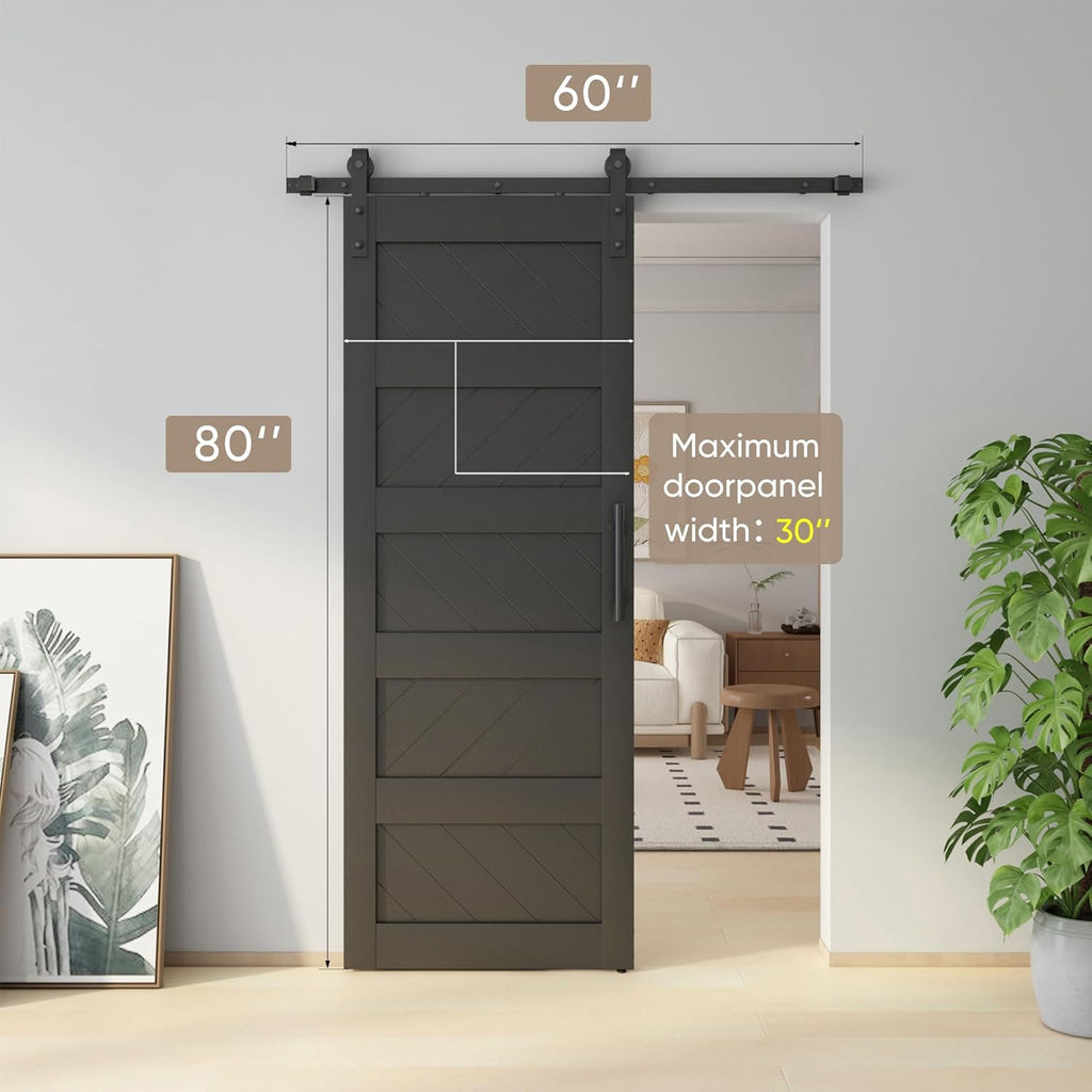 30" x 80" Barn Doors, Slding Barn Door Kit Wave Shape Door Panel with Hardware Kit Include, MDF Boar