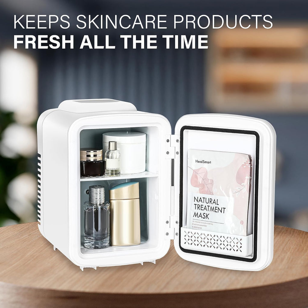4L/6 Can Mini Fridge, Portable Cooler & Warmer Freon-Free Refrigerator, Provide Compact Storage for Skincare, Beverage