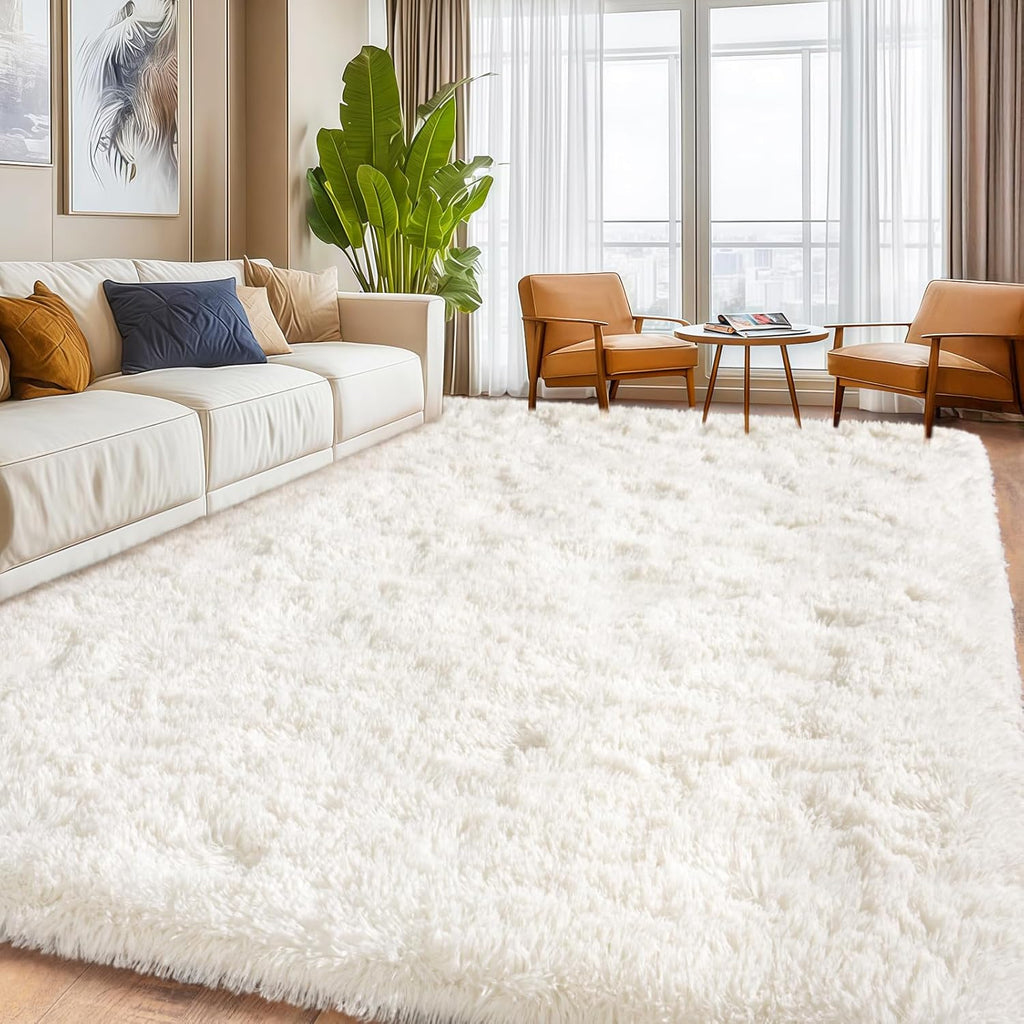 Cream White Plush Rug