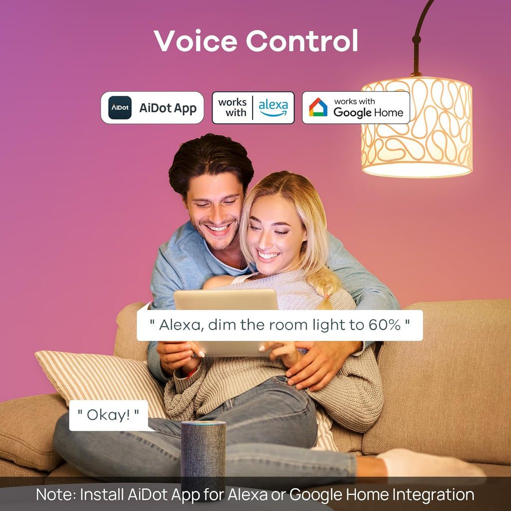 Smart Light Bulbs, Smart Bulb that Work with Alexa, Google Home, , LED Light Bulbs Color Changing RGBTW, 104