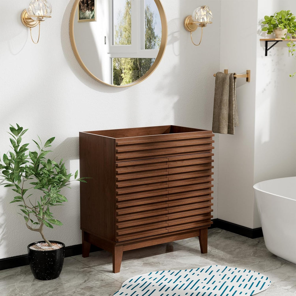 30" Bathroom Vanity, Mid-Century Freestanding Bathroom Vanity Cabinet with Storage