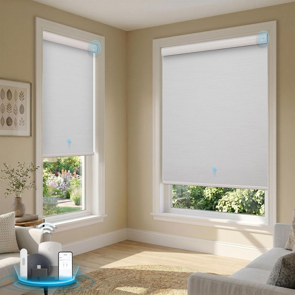 Motorized Blinds with Remote, Smart Roller Shades, Black, 23" x 72"