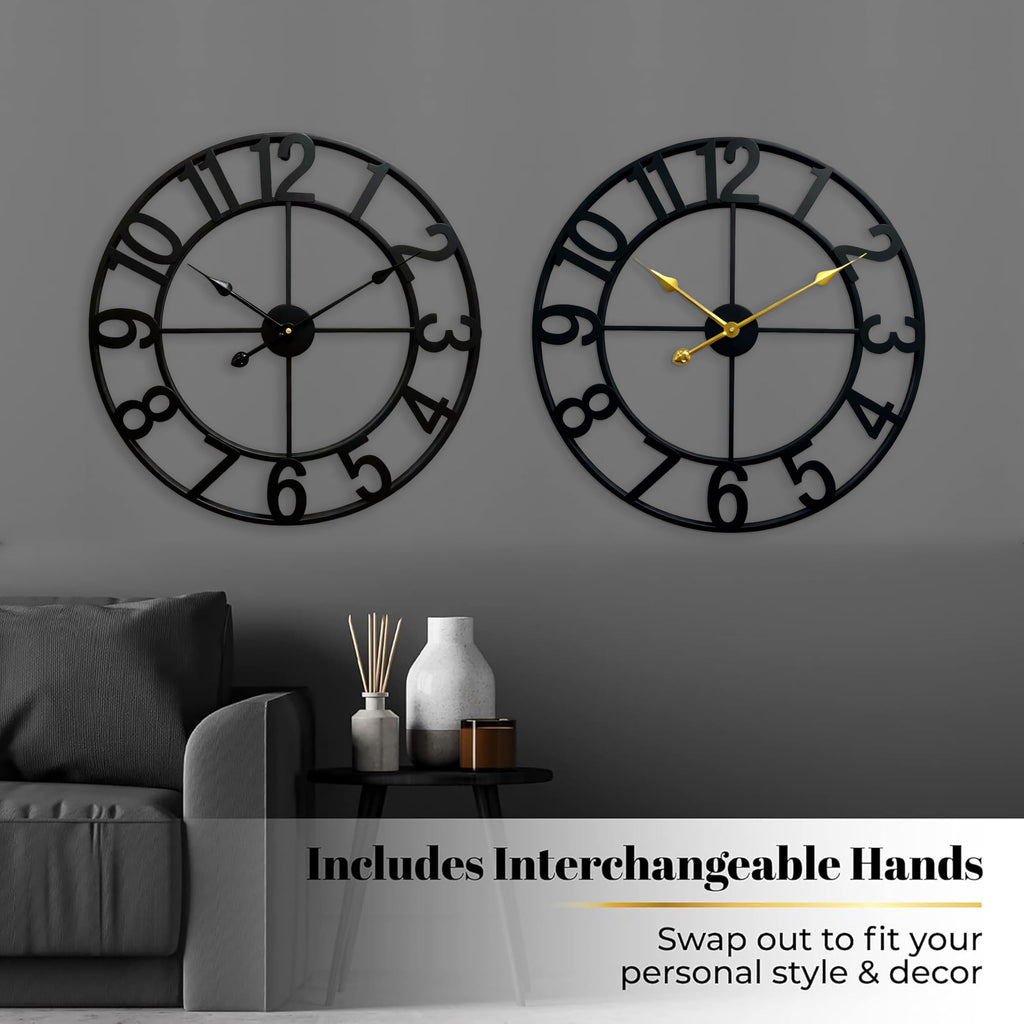 Silent 24 Inch Wall Clocks Decor, Arabic Numeral