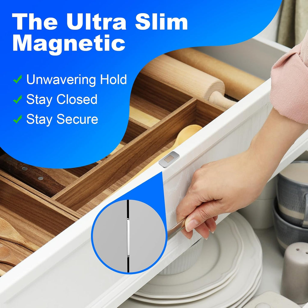 5 Pack Magnetic Cabinet Door Catch, Ultra Thin Cabinet Door Magnets, Adhesive Drawer Magnets to Stay Closed, Stainless
