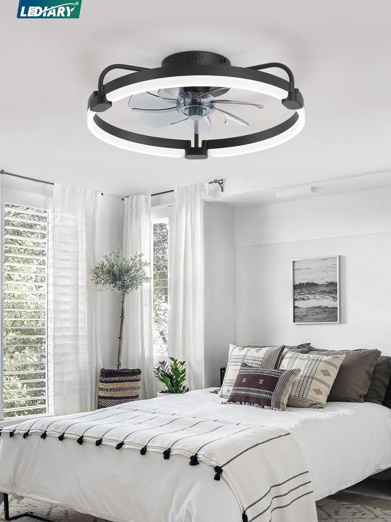 Ceiling Fans with Lights and Remote, 20'' Low Profile Ceiling Fan with Light